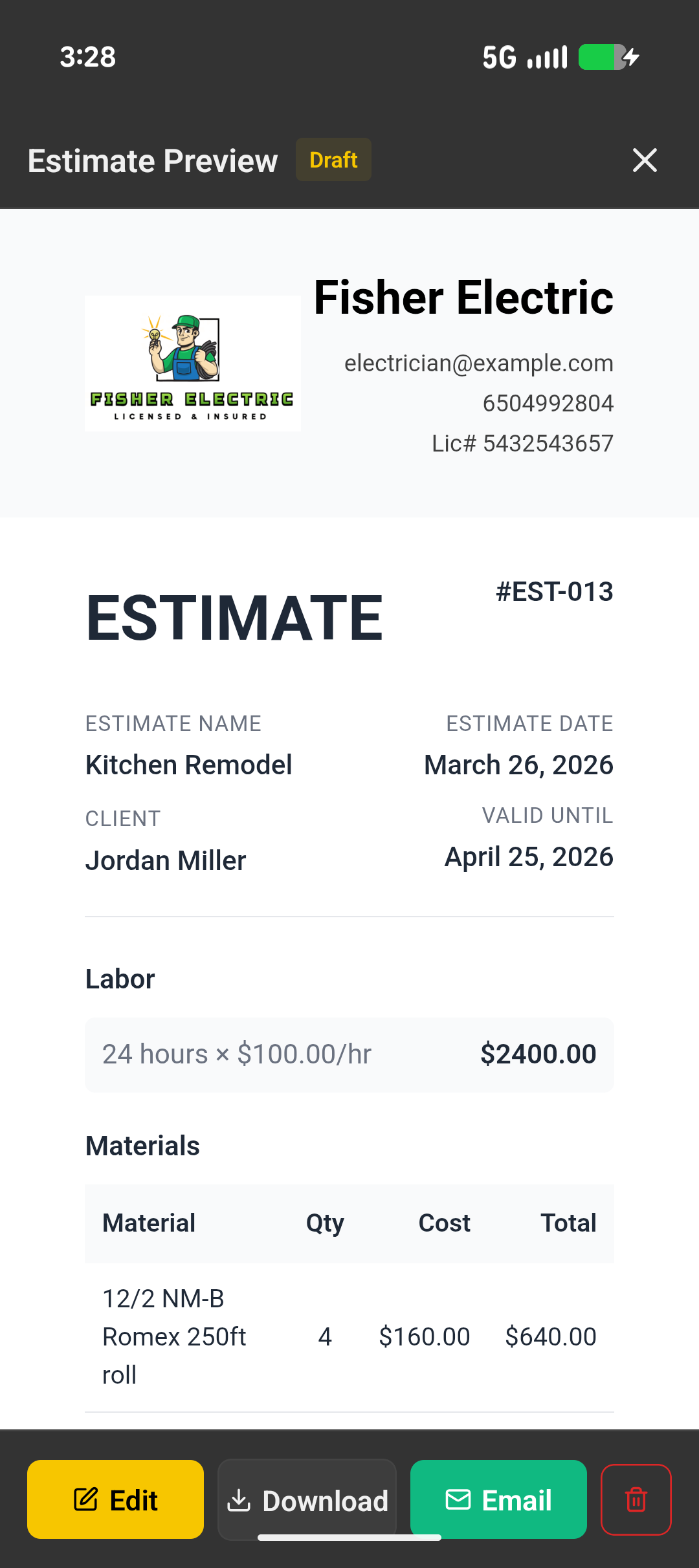 Electrician Pro X Jobs Screen